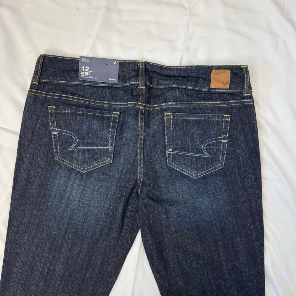NWT New American Eagle Denim Jeans Artist Boot Cut Flare Women's 12 X Long Y2K - Picture 9 of 14